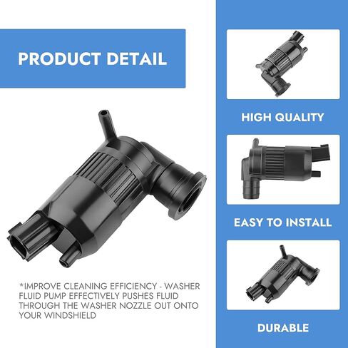 مضخة غسيل الزجاج الأمامي مع حلقة معدنية - قطعة بديلة BA5317664AA - متوافقة مع Ford Ranger وLincoln Continental وMKZ - مضخة سائل غسيل متينة (عبوة من قطعة واحدة) in Kuwait