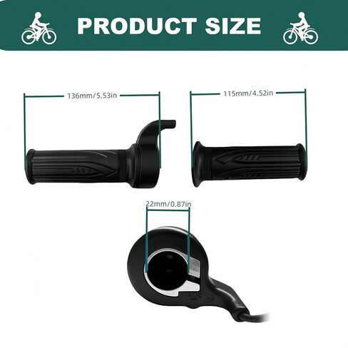 Ebike كامل تويست خنق 12V-72V، 3 دبوس SM موصل Ebike خنق مع 71 "سلك، تجتاح قبضة اليد اليمنى ل22.2mm المقود دراجة كهربائية سكوتر للطي الدراجات الإلكترونية in Kuwait
