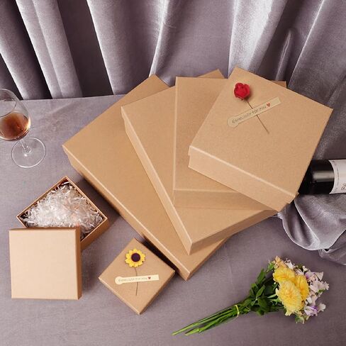 Black Gift Boxes, a Set of 5 Gift Boxes with Lids for Presents, Pre-Wrapped Boxes for Gifts, Sturdy Present Box for Birthdays, Anniversaries, Christmas, Festivals or Special Celebration in Kuwait