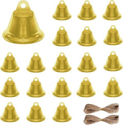 WKITK 20Pcs Jingle Bells for Crafting, Small Bells with Jute Twine, Mini Christmas Bell for Christmas Tree Decorations in Kuwait