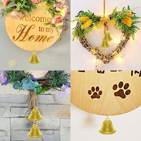 WKITK 20Pcs Jingle Bells for Crafting, Small Bells with Jute Twine, Mini Christmas Bell for Christmas Tree Decorations in Kuwait
