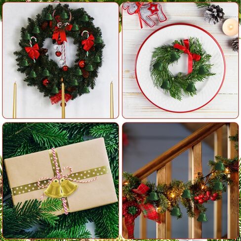 WKITK 20Pcs Jingle Bells for Crafting, Small Bells with Jute Twine, Mini Christmas Bell for Christmas Tree Decorations in Kuwait