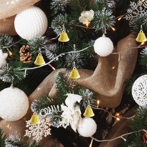 WKITK 20Pcs Jingle Bells for Crafting, Small Bells with Jute Twine, Mini Christmas Bell for Christmas Tree Decorations in Kuwait