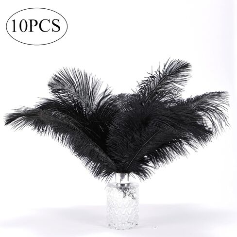 Ostrich Feathers 14-16 inch(35-40cm) Natural Bulk 10pcs White Feathers for Crafting Vase Wedding Party Home Christmas Day Decoration (White, 14-16 inch) in Kuwait
