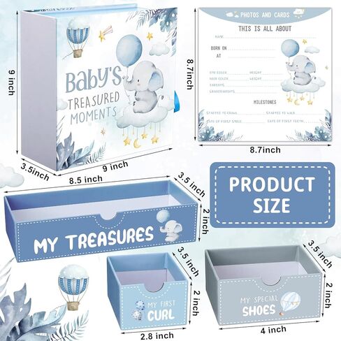 Beeveer Baby Keepsake Box Newborn Memory Organizer with 9 Labeled Compartments Baby's First Keepsake Book Animal Theme Keepsake Gift Box for Pregnancy Mother"s Day Baby Shower New Baby Maternity in Saudi Arabia