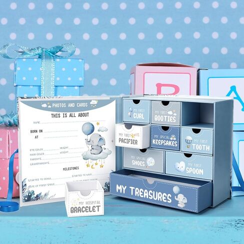 Beeveer Baby Keepsake Box Newborn Memory Organizer with 9 Labeled Compartments Baby's First Keepsake Book Animal Theme Keepsake Gift Box for Pregnancy Mother"s Day Baby Shower New Baby Maternity in Saudi Arabia
