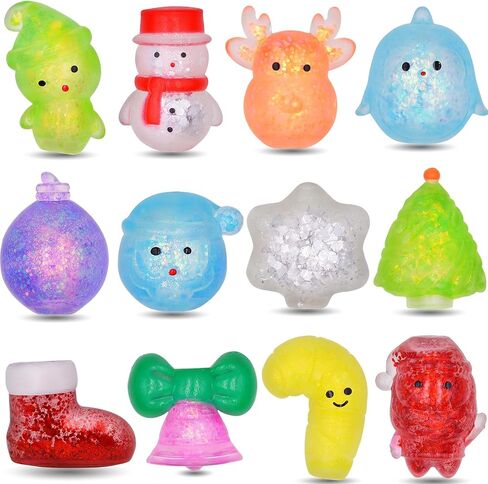 12 Pack Christmas Squeeze Toys Squishy Stress Balls Toys for Kids Boys Girls Christmas Stocking Stuffers Party Favors Gifts in Saudi Arabia