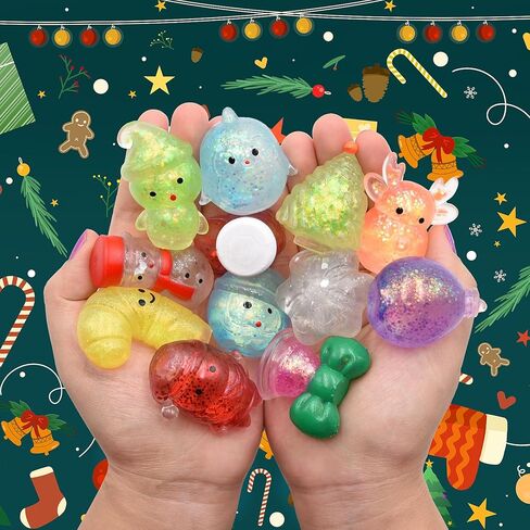 12 Pack Christmas Squeeze Toys Squishy Stress Balls Toys for Kids Boys Girls Christmas Stocking Stuffers Party Favors Gifts in Saudi Arabia