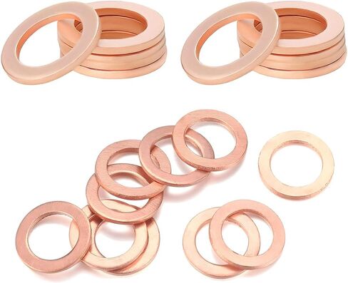10 PCS Oil Drain Plug Gasket, 14mm Copper Crush Washer Coolant Seal Ring Replacement, Automotive Sealing Gaskets Compatible with OEM PN Part 007603-014106, Car Accessories in Saudi Arabia