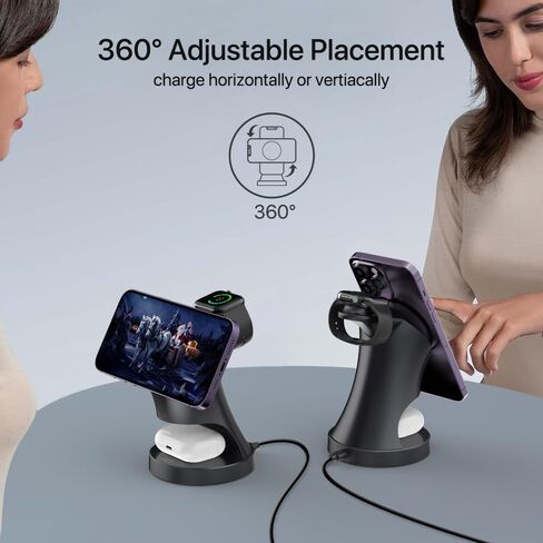 3 in 1 Wireless Charging Station for Apple Devices,Magsafe Charger for IPhone17 16 15 14 13 12 Pro/Max/Plus/Mini Wireless Charger Station for AirPods 2/3/4/Pro iWatch Ultra11/10/9//8/7/SE/6/5/4/3/2 in Saudi Arabia