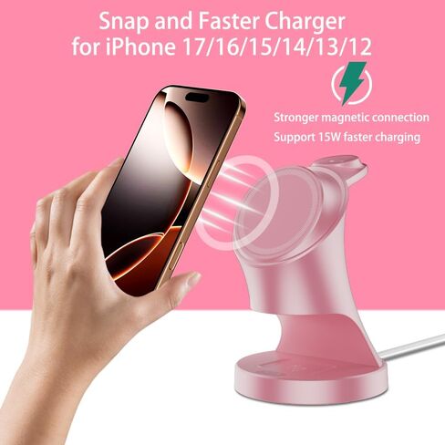 3 in 1 Wireless Charging Station for Apple Devices,Magsafe Charger for IPhone17 16 15 14 13 12 Pro/Max/Plus/Mini Wireless Charger Station for AirPods 2/3/4/Pro iWatch Ultra11/10/9//8/7/SE/6/5/4/3/2 in Saudi Arabia