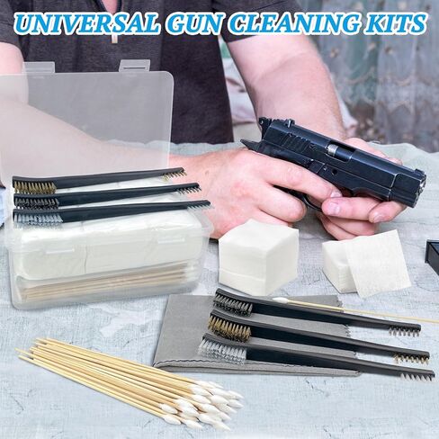 Handgun Cleaning Kits, 300 PCS Gun Cleaning Patches and 200 PCS Gun Cleaning swabs, Universal Gun Cleaning kit, 6" Bamboo Cotton swabs, 2" X 2" Lint -Free Gun Cleaning Cloth for Most Gun Firearm in Saudi Arabia