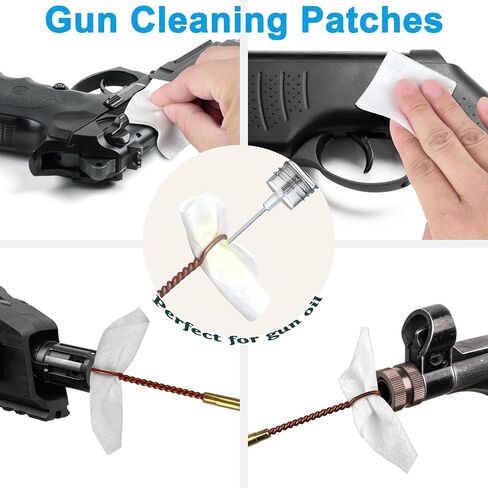 مجموعات تنظيف المسدسات، 300 قطعة من رقع تنظيف المسدسات و200 قطعة من مسحات تنظيف المسدسات، مجموعة تنظيف المسدسات العالمية، مسحات قطنية من الخيزران مقاس 6 بوصات، قطعة قماش لتنظيف المسدسات خالية من الوبر مقاس 2 × 2 بوصة لمعظم الأسلحة النارية in Kuwait