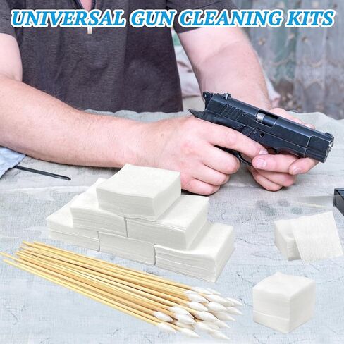 مجموعات تنظيف المسدسات، 300 قطعة من رقع تنظيف المسدسات و200 قطعة من مسحات تنظيف المسدسات، مجموعة تنظيف المسدسات العالمية، مسحات قطنية من الخيزران مقاس 6 بوصات، قطعة قماش لتنظيف المسدسات خالية من الوبر مقاس 2 × 2 بوصة لمعظم الأسلحة النارية in Kuwait
