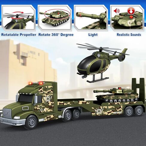 SpringFlower Toddler Boys Toys, 3 4 5 Large Fire Truck Toys with Lights Sounds, Truck Car with Racing Car and Helicopter, Semi Vehicle Brithday for 3 4 5 6 7 Boys Girls in Saudi Arabia