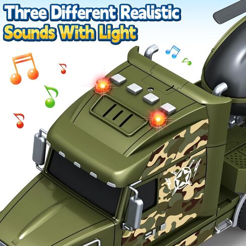 SpringFlower Toddler Boys Toys, 3 4 5 Large Fire Truck Toys with Lights Sounds, Truck Car with Racing Car and Helicopter, Semi Vehicle Brithday for 3 4 5 6 7 Boys Girls in Saudi Arabia