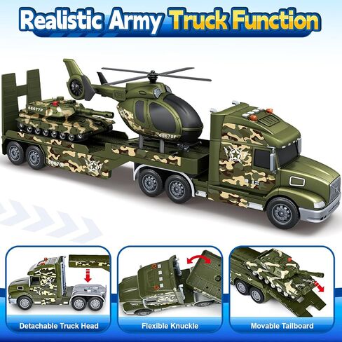 SpringFlower Toddler Boys Toys, 3 4 5 Large Fire Truck Toys with Lights Sounds, Truck Car with Racing Car and Helicopter, Semi Vehicle Brithday for 3 4 5 6 7 Boys Girls in Saudi Arabia