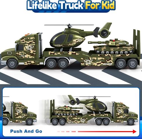 SpringFlower Toddler Boys Toys, 3 4 5 Large Fire Truck Toys with Lights Sounds, Truck Car with Racing Car and Helicopter, Semi Vehicle Brithday for 3 4 5 6 7 Boys Girls in Saudi Arabia