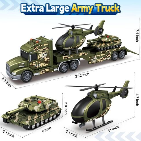SpringFlower Toddler Boys Toys, 3 4 5 Large Fire Truck Toys with Lights Sounds, Truck Car with Racing Car and Helicopter, Semi Vehicle Brithday for 3 4 5 6 7 Boys Girls in Saudi Arabia