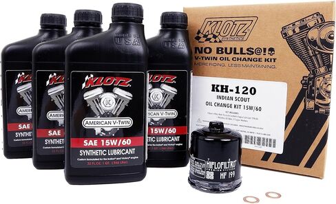Klotz 4 Quart 15W-60 Synthetic Motor Oil Change Kit for Indian™ Scout Motorcycle in Saudi Arabia