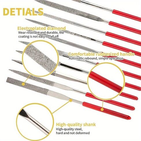 10Pcs Diamond Needle File Set for Jewelry Metal Wood Ceramic Glass Stone Craft Sharping Working Hand Carving Tool in Saudi Arabia