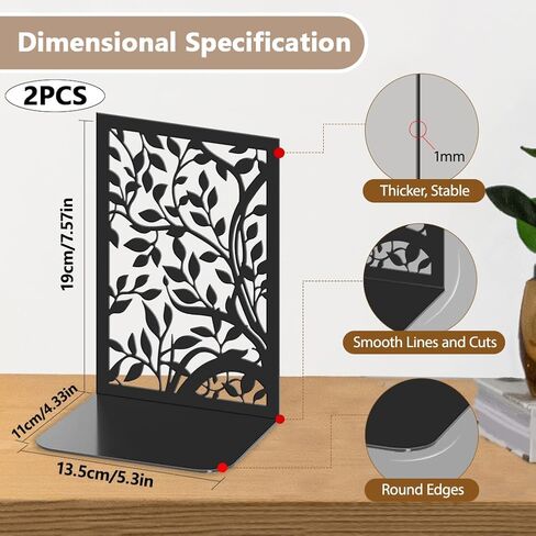 2pcs Book Ends for Shelves Butterfly Flower Metal Bookends Reading Decorative Book Stoppers Large Book End Black Used on Desk Office for Small Large Heavy Books in Saudi Arabia