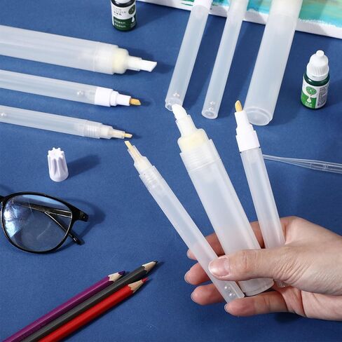 16 Pcs Refillable Acrylic Paint Markers 3 mm 6 mm 15 mm Empty Acrylic Markers White Refillable Paint Pen Round Tilted Flat Head Fillable Paint Pen with 3 ml Dropper for Oil Water Ink Art Painting Kit in Saudi Arabia