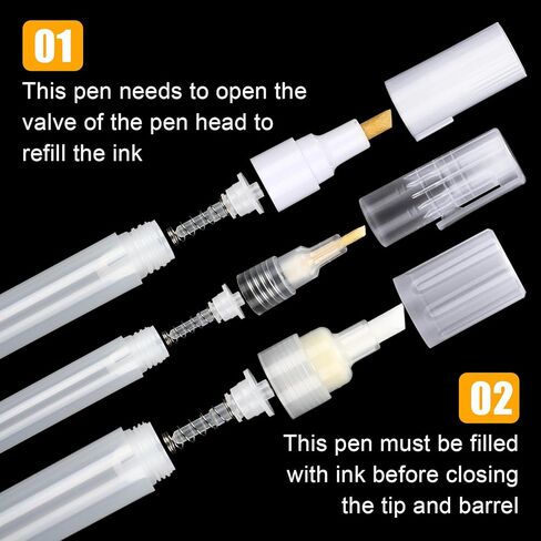 16 Pcs Refillable Acrylic Paint Markers 3 mm 6 mm 15 mm Empty Acrylic Markers White Refillable Paint Pen Round Tilted Flat Head Fillable Paint Pen with 3 ml Dropper for Oil Water Ink Art Painting Kit in Saudi Arabia