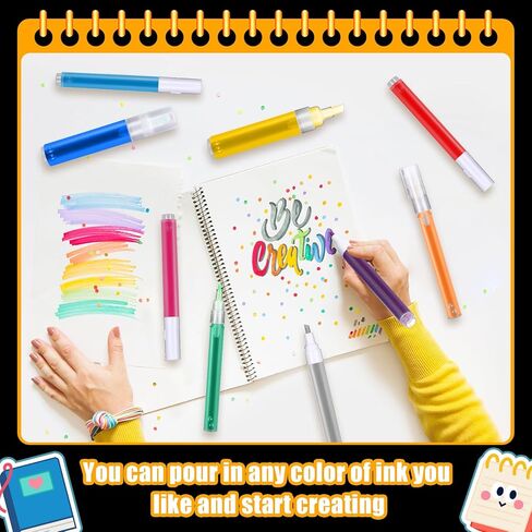 16 Pcs Refillable Acrylic Paint Markers 3 mm 6 mm 15 mm Empty Acrylic Markers White Refillable Paint Pen Round Tilted Flat Head Fillable Paint Pen with 3 ml Dropper for Oil Water Ink Art Painting Kit in Saudi Arabia