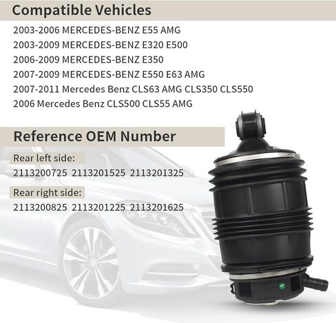 2113200725 طقم تعليق كيس الهواء الخلفي يناسب 2003-2011 مرسيدس بنز W211 W219 CLS500 CLS550 E280 E300 E320 E350 E500 E550 E55 AMG، وسائد هوائية للتعليق in Kuwait