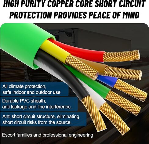 Semi Truck Air Lines Kit 15 FT 3 in 1 ABS Electric Power Line Air Hoses with 16" Double and Single Tender Spring Kit,Gladhands,Handles,Glad Hand Seals for Semi Truck Trailer Tractor in Kuwait