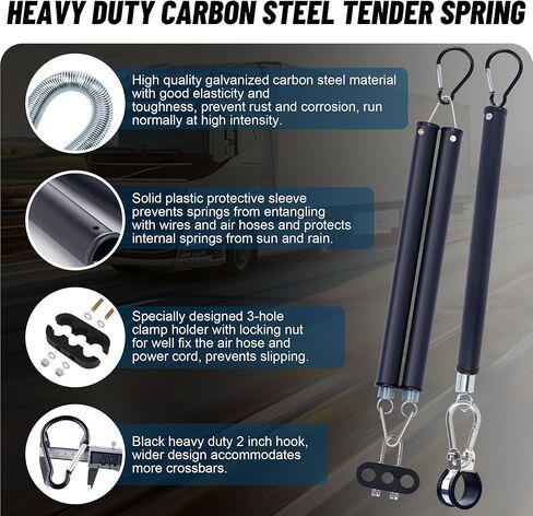 Semi Truck Air Lines Kit 15 FT 3 in 1 ABS Electric Power Line Air Hoses with 16" Double and Single Tender Spring Kit,Gladhands,Handles,Glad Hand Seals for Semi Truck Trailer Tractor in Kuwait