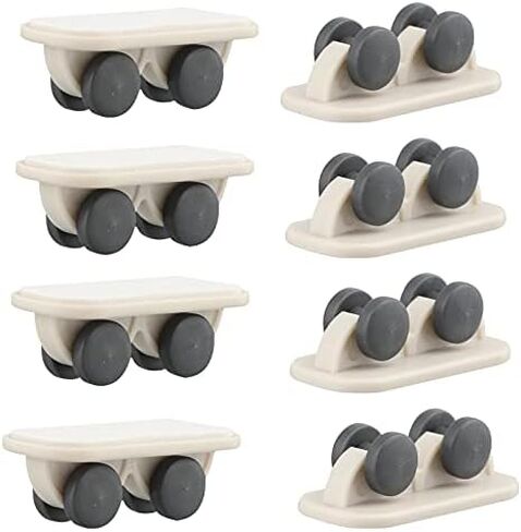 8 Pieces Adhesive Wheels Small Self Adhesive Mini Casters Sticky Plastic Carton Wheels for Furniture Bins Cart Desk Ottoman Storage Container Upto 17.5lb (White, One Way Wheel) in Saudi Arabia
