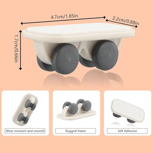 8 Pieces Adhesive Wheels Small Self Adhesive Mini Casters Sticky Plastic Carton Wheels for Furniture Bins Cart Desk Ottoman Storage Container Upto 17.5lb (White, One Way Wheel) in Saudi Arabia