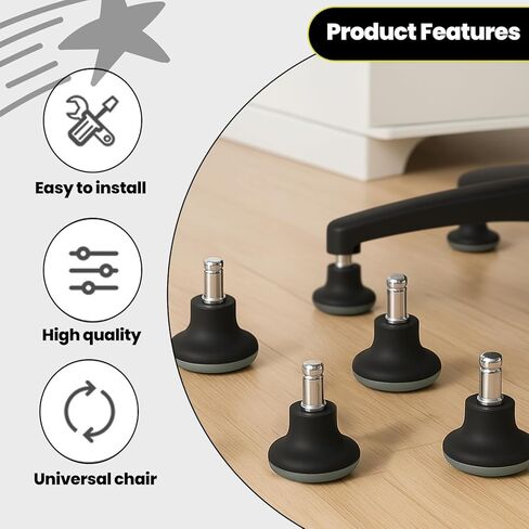 5 PCS Replacement Office Chair Feet Swivel Caster Wheels, Office Chair Without Wheels for Floor Protection, Stable Support in Saudi Arabia