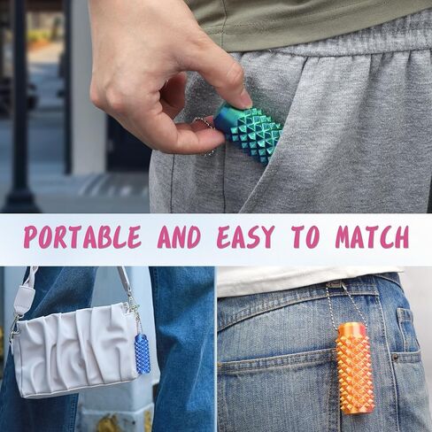 سلسلة مفاتيح دوارة شائكة، لعبة حسية محمولة لتخفيف القلق، عصا الضغط مع مشبك مفاتيح (set4، عادي) in Kuwait