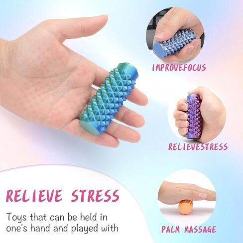 سلسلة مفاتيح دوارة شائكة، لعبة حسية محمولة لتخفيف القلق، عصا الضغط مع مشبك مفاتيح (set4، عادي) in Kuwait