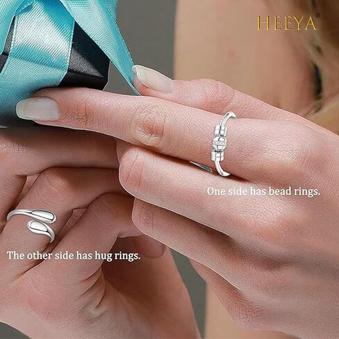HEEYA Anxiety Rings for Women,Sterling Silver Plated Rings to my daughter,Adjustable Spinner Ring with Ball Bead,Anxiety Fidget Ring for Women,Thumb Jewelry for Birthday,Christmas with Gift Card in Saudi Arabia