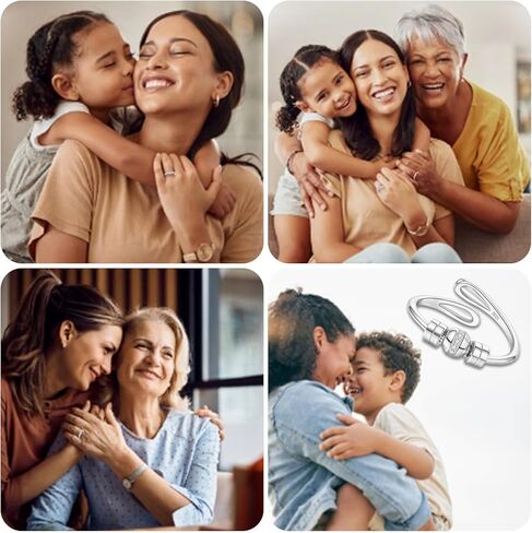 HEEYA Anxiety Rings for Women,Sterling Silver Plated Rings to my daughter,Adjustable Spinner Ring with Ball Bead,Anxiety Fidget Ring for Women,Thumb Jewelry for Birthday,Christmas with Gift Card in Saudi Arabia