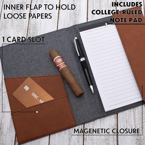Personalized Canvas Business Portfolio Organizer Folder, Gift for Teacher, Students, Co-Worker, Custom Portfolio Padfolio Notepad Holder for Resume, 9 Designs Large Chestnut in Saudi Arabia