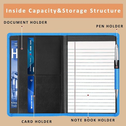 Classic Padfolio/Junior Portfolio Folder Case, A5 Business Organizer Binder for Men Women, 5 x 8 Writing Pad Included, Dark Purple in Kuwait