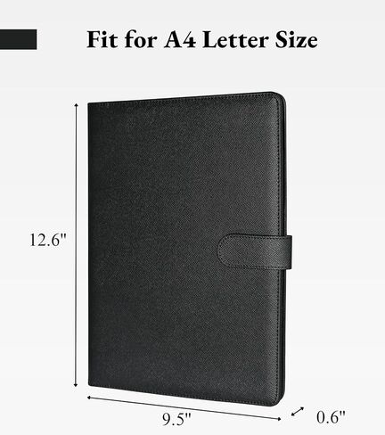 حافظة Zreal Padfolio للنساء والرجال، حافظة حافظة من الجلد الصناعي مع منظم للمستندات، وبطاقة عمل وحامل أقلام، تناسب لوحة قانونية بحجم A4 للعمل والمكتب والمؤتمرات (أسود) in Kuwait