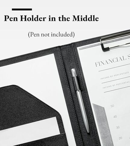 حافظة Zreal Padfolio للنساء والرجال، حافظة حافظة من الجلد الصناعي مع منظم للمستندات، وبطاقة عمل وحامل أقلام، تناسب لوحة قانونية بحجم A4 للعمل والمكتب والمؤتمرات (أسود) in Kuwait