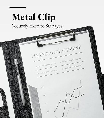 حافظة Zreal Padfolio للنساء والرجال، حافظة حافظة من الجلد الصناعي مع منظم للمستندات، وبطاقة عمل وحامل أقلام، تناسب لوحة قانونية بحجم A4 للعمل والمكتب والمؤتمرات (أسود) in Kuwait