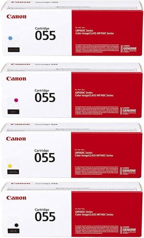 Canon CRG 055 Standard Capacity Toner Cartridge for MF743 & MF741 Printers, Bundle with 4 Individual Retail Packs - Black/Cyan/Magenta/Yellow in Kuwait