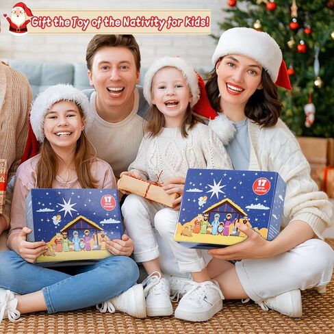 25 Pcs Nativity Set for Kids with Light, Christmas Nativity Toys Kids Nativity Play Set Include Baby Jesus, Mary, Joseph, Manger, Small Nativitys Scene for Toddlers Children Christian Religious Gifts in Kuwait