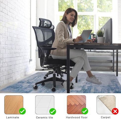 Office Chair Mat for Hardwood Floor, 48"*36" Protector Floor Mat, Desk Chair Mat, Anti-Slip Chair Rug Mat for Office Home Gray in Saudi Arabia