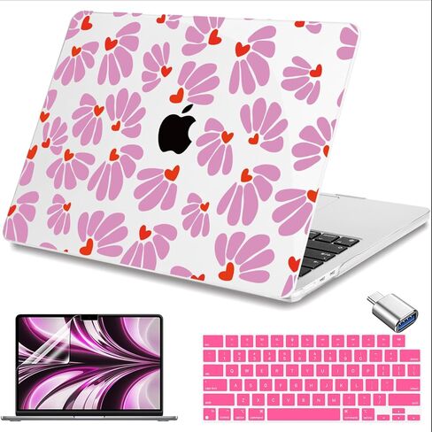 حافظة Teryeefi لجهاز MacBook Air M2 إصدار 2022 طراز A2681، غطاء صلب من البلاستيك اللامع مع واقي شاشة وغطاء لوحة مفاتيح لجهاز كمبيوتر محمول مقاس 13.6 بوصة in Kuwait