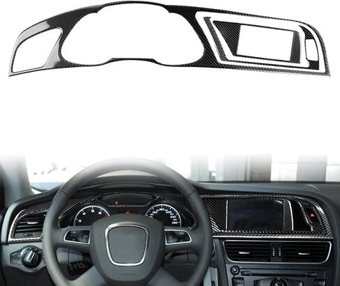 Chcury1 3PCS SCarbon Fiber Dash Board Instrument Panel Panel Trim Cover Dashboard Accessories for Audi A4 B8 RS4 S4, LHD in Saudi Arabia