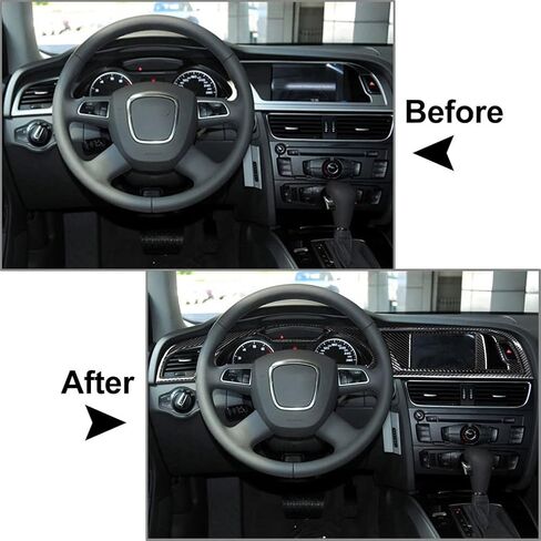 Chcury1 3PCS SCarbon Fiber Dash Board Instrument Panel Panel Trim Cover Dashboard Accessories for Audi A4 B8 RS4 S4, LHD in Saudi Arabia